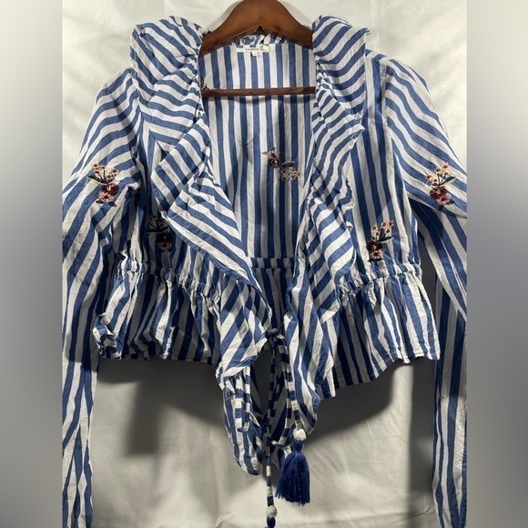 Tularosa Emily Top Womens Striped Plunge Neckline Revolve Blouse Size Small - Picture 11 of 12